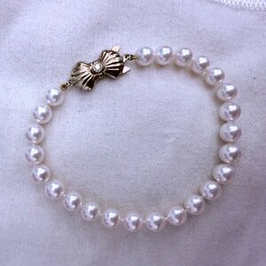 Mikimoto Blue Lagoon Pearl Bracelet with 14k Gold Clasp w/ Diamond 7.5”